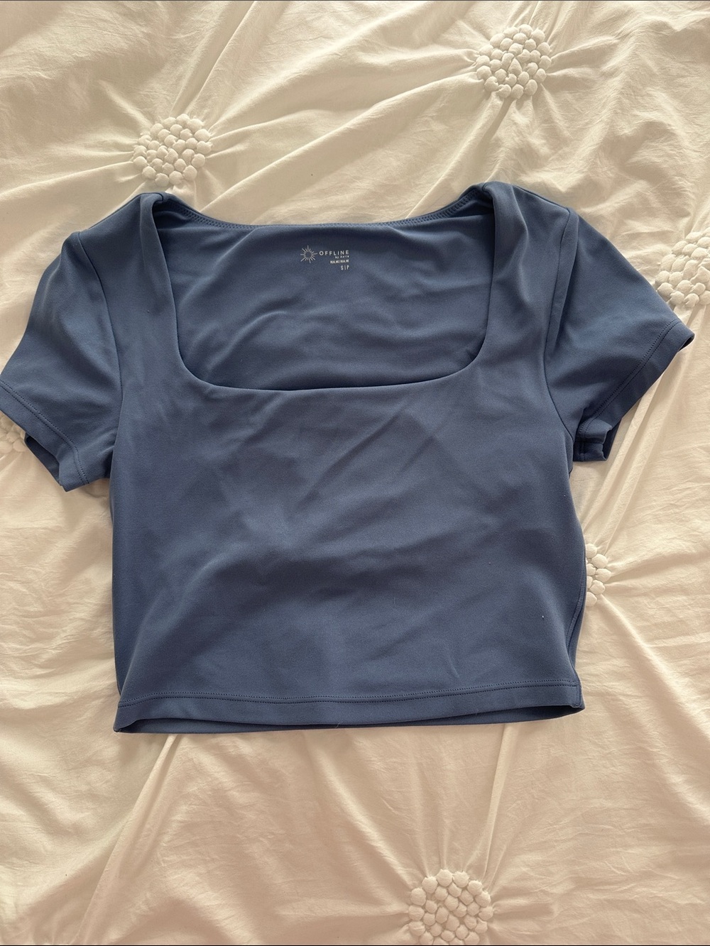 Blue Square-Neck Crop Top - Brand: